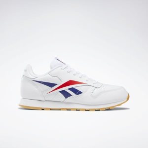 Reebok Classic Leather Turnschuhe Kinder - Weiß/Tiefes Rot/Blau - DE 158-CVE